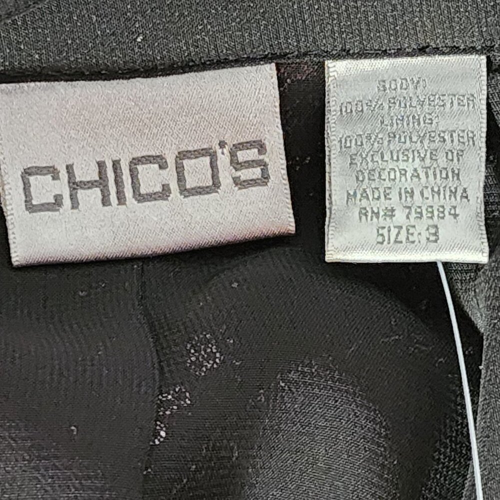 Chico's Black Silver Sequin Twilight Dazzle Tropez Poly Jacket Sz Chico 3 US XL - Picture 16 of 16
